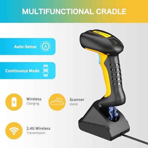 NETUM Upgraded QR Industrial Bluetooth Barcode Scanner with Charging Dock