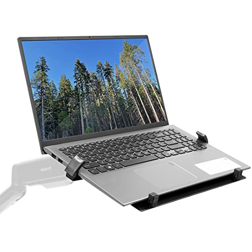 Mount-It! Laptop Tray for Monitor Arm, VESA Laptop Mount Tray for 75x75 & 100x100 Monitor Arms, Ventilated Steel Notebook Holder with Adjustable Clips, Fits Laptops up to 16.5" Wide