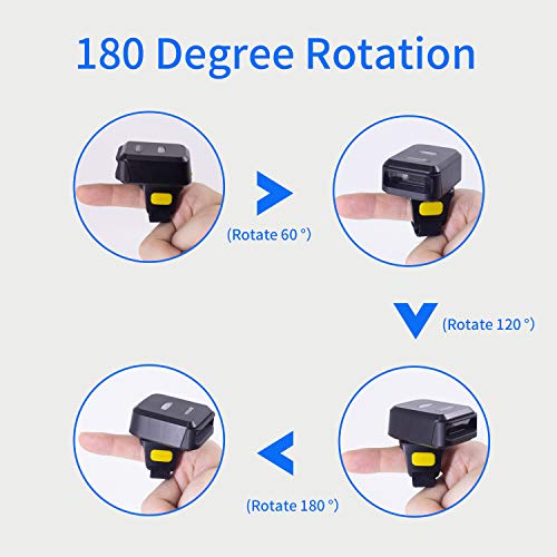 Portable Ring Bluetooth Barcode Scanner Wireless 2.4Ghz &USB Wired 3 in 1 Connection Windows.Mac OS.Android.Portable Wearable Mini Finger Bar Code scanners - color: SL