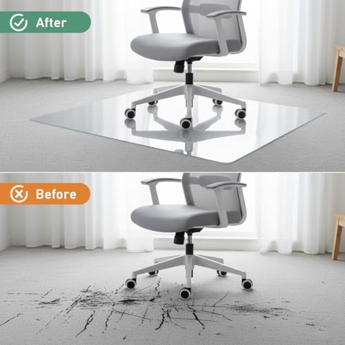 12" - 72" Clear Desk Chair Mat Heavy Duty Office Chair Mat for Carpet Sturdy Transparent Computer Chairs Mats, Under Table Protector Carpeted Floors Mats, Easy to Clean