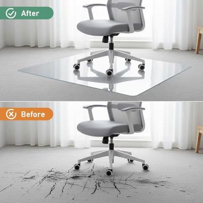 12" - 72" Clear Desk Chair Mat Heavy Duty Office Chair Mat for Carpet Sturdy Transparent Computer Chairs Mats, Under Table Protector Carpeted Floors Mats, Easy to Clean