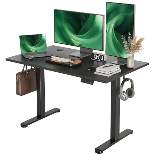 Claiks Electric Height Adjustable Standing Desk, 48x24 Inch, Deep Black | Smooth Height Adjustment, 3 Memory Presets, Cable management hub & hook, Stable Steel Frame, 156 lbs Capacity, Easy Assembly - color: Deep Black, size: 48