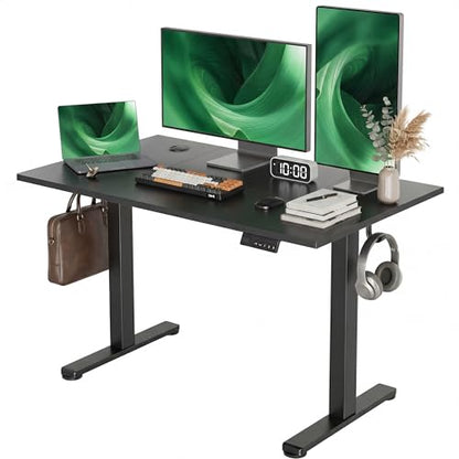 Claiks Electric Height Adjustable Standing Desk, 48x24 Inch, Deep Black | Smooth Height Adjustment, 3 Memory Presets, Cable management hub & hook, Stable Steel Frame, 156 lbs Capacity, Easy Assembly - color: Deep Black, size: 48