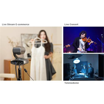 Yunseity 4K PTZ Camera, AI Tracking 10X Optical Zoom 250 Degree Rotation Video Conference Camera with PoE LAN USB Output for Conference Teaching Live Streaming (US Plug)