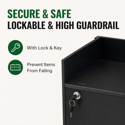 Wall Mounted Foldable Desk Cabinet with Lock, 29.9 Inch Floating Desk & Storage Shelf, Space Saving Fold Down Table for Small Spaces, Home Office, Study, Holds 44 lbs (Black, 76*43*40cm)