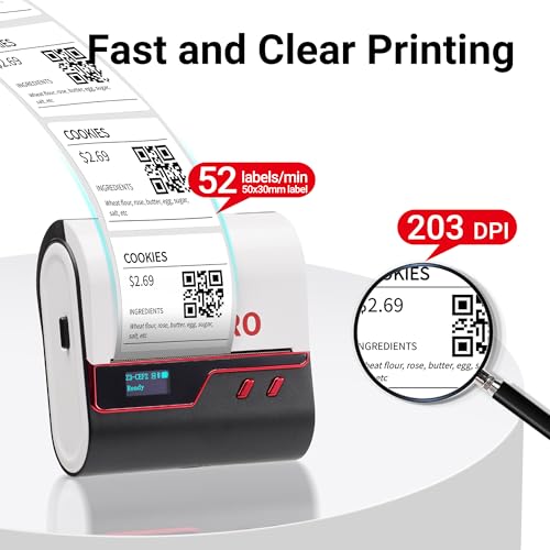 ORGBRO Label Maker Machine, Z3 Barcode Label Printer, 3 Inch Bluetooth Thermal Label Maker for Address, Small Business, Kids School Items, Large Sticker - color: Red