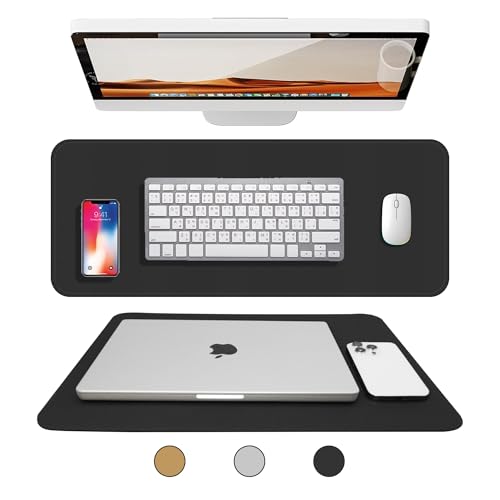 Rikan Desk Blotter Keeps Your Workspace Organized & Stylish - Luxury Blotter Desk Pad with Vegan Leather for Elegance - Perfect Laptop Pad Protects Your Desk, Enhances Style & Productivity - Black - color: Black, size: 17 IN x 13 IN