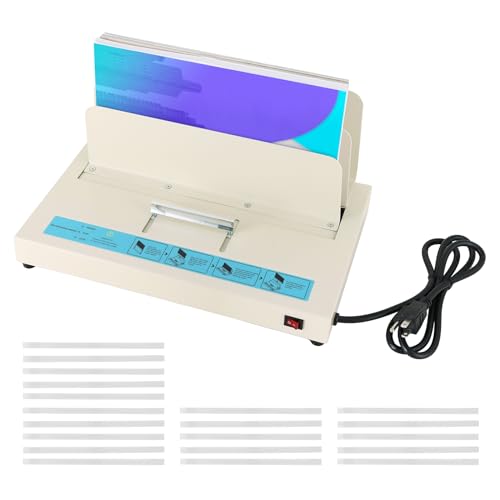 110V Thermal Binding Machine, 1-50mm Binding Thickness, A4 Maximum Binding Length, 500 Sheets Capacity with 20pcs 1/2" (12mm) Glue Strips with mesh Backing for Thermal Book Binder