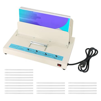110V Thermal Binding Machine, 1-50mm Binding Thickness, A4 Maximum Binding Length, 500 Sheets Capacity with 20pcs 1/2" (12mm) Glue Strips with mesh Backing for Thermal Book Binder
