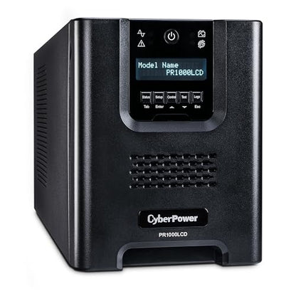 CyberPower PR1000LCD Smart App Sinewave UPS Battery Backup | 1000VA/1000W, 8 Outlets, AVR, Mini-Tower, UL Certified - size: 1000VA