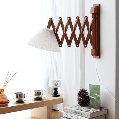 Plug in Mounted Wall Sconce, Swing Arm Wall Lamp for Bedroom, Living Room, Bedside Reading Light Fixtures with On/Off Switch ,E26 Bulb Excluded (Brown) - color: Brown