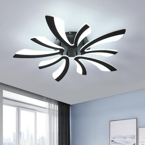 Goeco Modern Ceiling Light, 27.5'' LED Black Acrylic V-Shaped Flush Mount Ceiling Lights, 6500K Ceiling Light Fixture for Living Room, Dining Room, Bedroom, Kitchen - color: Black V Shaped-6500K
