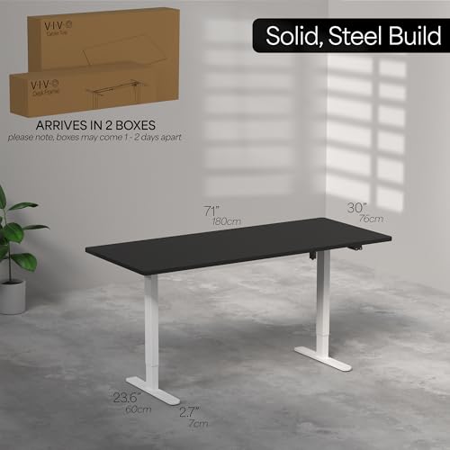 VIVO Dark Walnut 71 x 30 in Standing Desk, DESK-KIT-0W7D - color: Dark Walnut Top / White Frame, size: 71 x 30 inch