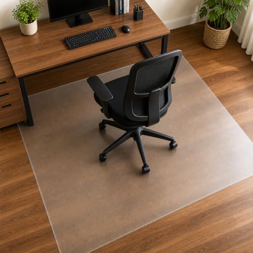 Office Chair Mat for Hardwood Floor, 48" x 72" Extra Large Clear Frosted PVC Floor Protector, Heavy Duty Chair Mat for Rolling Chairs, Wood and Tile Floors, Home Office - size: 48 × 72 in