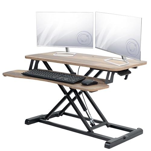 VIVO Reclaimed Wood 32 inch Desk Converter, DESK-V000KP - color: Reclaimed Wood, size: 32"