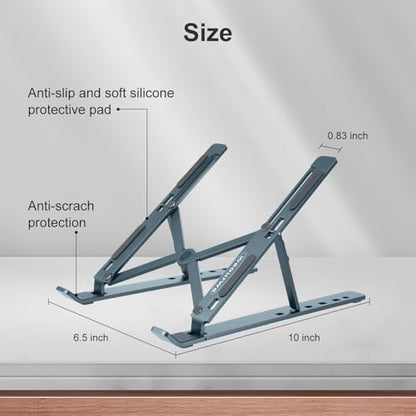 Ergonomic and Foldable Laptop Stand for Desk, Adjustable Riser, Fits All Laptops and Notebooks up to 17,Ultra-Thin,Ventilated Cooling,ABS+Silicone,Grey. - color: Grey