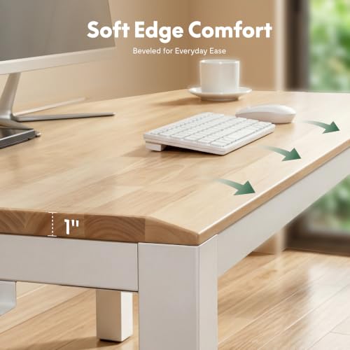 FLEXISPOT E3Q-PRO 4-Leg Standing Desk, 55"x28" Rubberwood, Natural