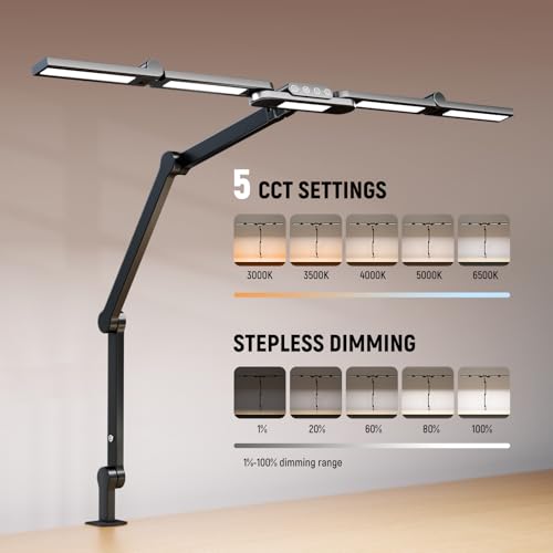 NEEWER Basics 32.5" Clip On Desktop LED Light for Home Office, 23W LED Dimmable Architect Lamp with Table Desk Clamp, 5 Light Bars, Computer Drafting Video Conference Atmosphere Lighting, DL01