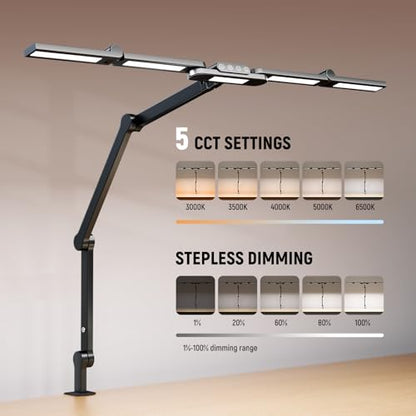 NEEWER Basics 32.5" Clip On Desktop LED Light for Home Office, 23W LED Dimmable Architect Lamp with Table Desk Clamp, 5 Light Bars, Computer Drafting Video Conference Atmosphere Lighting, DL01