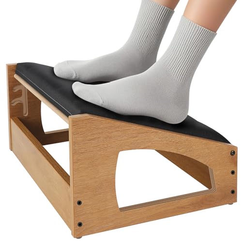 Ergonomic Foot Rest Under Desk,4 Adjustable Height Foot Stool - color: Natural01