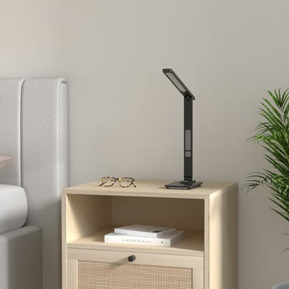 LAOPAO LED Desk Lamp with Wireless Charger: Desk Lamps for Home Office Bedroom, 5 Color Modes & Brightness Dimmable, 2 Night Light - color: Black2