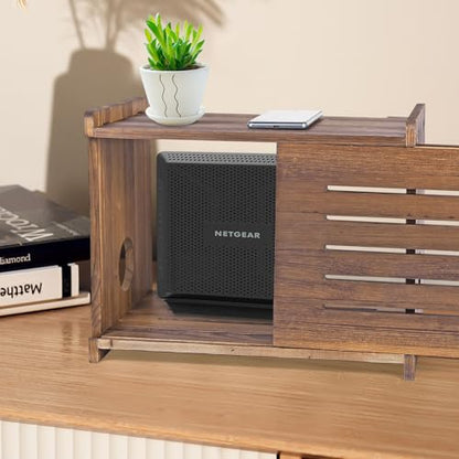 Router Shelf Projector Shelf Projector Stand Router Storage Box Modem Cable Router Cover Organized Power Strip Cable Management Hider Rack by Solid Wood Need Assembly SS