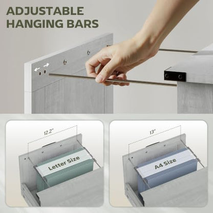 HOMCOM Vertical File Cabinet 2 Drawer Silent Slides, Distressed Light Gray - color: Distressed Light Gray