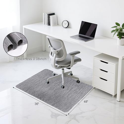 Office Chair Mat for Hardwood & Tile Floor, 36" x 48" Desk Computer Chair Mat, Anti Slip, Floor Protector Under Desk Low-Pile Office Rug for Rolling Chair, Grey - color: Grey, size: 36'' x 48'' Rectangle