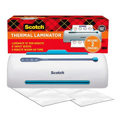 Scotch PRO TL906 Thermal Laminator Machine, 9 Inch | White/Blue, Laminate Recipe Cards, Photos, Documents, For Home, Office, or School Supplies - size: 9 in, style: Laminating Machine