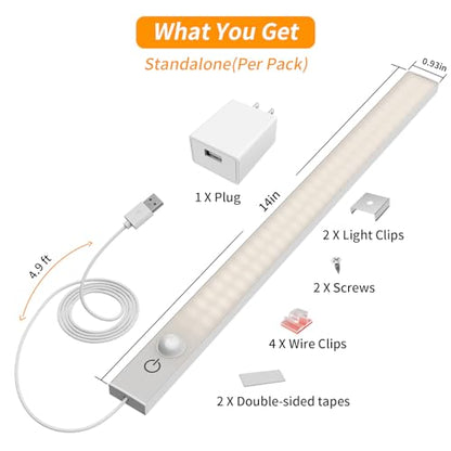 USB Plug-in Motion Sensor Light, Night/Day/ON Modes, Bright&Dimmable - color: 4000K Neutral White, size: 1-Bar