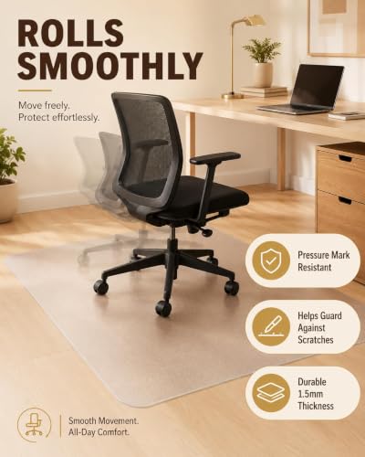 Heavy Duty Chair Mat,36" X 60" Clear Frosted 1.5mm PVC Chair Mat, - size: 36 × 60″
