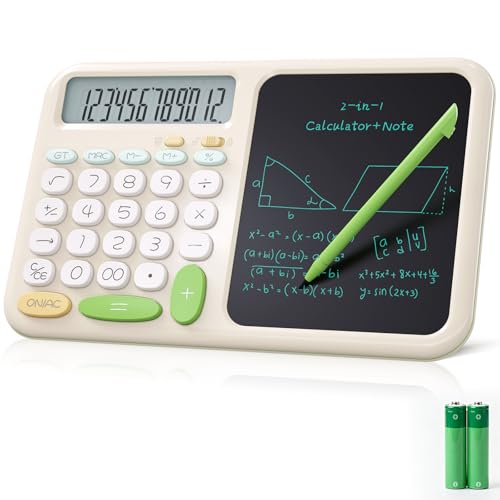 Desk Basic Calculator with Notepad for School ROATEE Cute Simple Big Button Standard Kawaii Calculator for Desk Back to School Supplies Non Scientific Calculator Green Basic Calculators for Students - color: Green