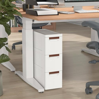 LOKO 3-Drawer Narrow Storage Cabinet, Slim Rolling Cart, Mobile Plastic Cart Container with Pull Handles, Built-in Wheels, for Living Room, Kitchen, Bathroom, Office (7.5"x16.5"x22.5" (3 Drawer)) - size: 7.5"x16.5"x22.5" (3 Drawer)