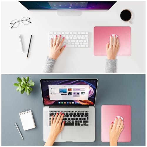 ITNRSIIET Mouse Pad Non-Slip Rubber Base Smooth Surface Stitched Edges Waterproof Durable Compatible with All Mice for Office & Gaming, Desk Accessory, 10.2x8.3x0.12 inch, Rose - color: Gradient Rose