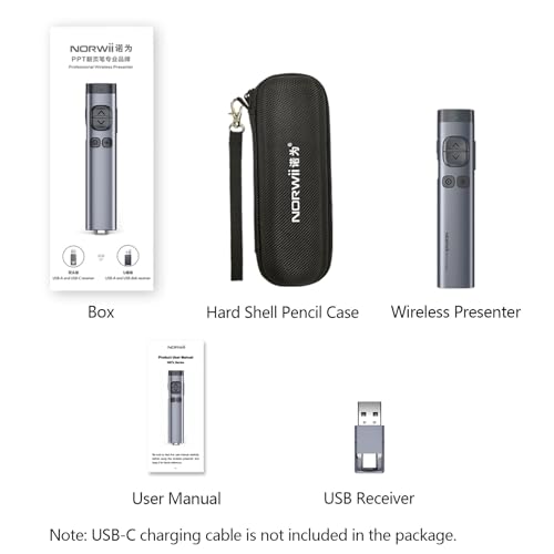 N97s Presentation Clicker for Powerpoint Presentations with Digital Pointer | ①Green Laser Pointer ②Metal Housing ③Magnifier/Highlight/Mouse Left Click ④TV Screen & Projector Clicker ⑥Bluetooth & USB-AC - color: Green - BLE&USB-AC