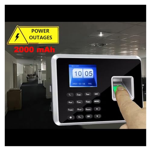Back Up Battery SSR Fingerprint Time Attendance Clock Machine Card and Biometric Employee Electric Clocking Tracking Device(Spanish,EU Plug) - color: Spanish, size: EU Plug