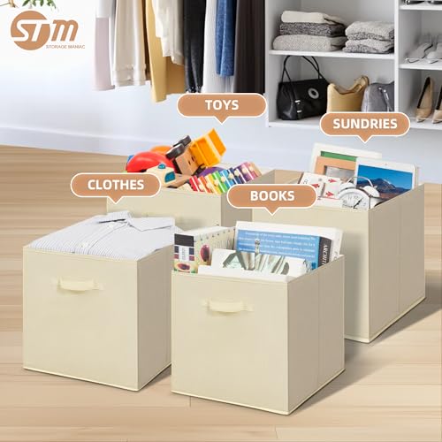 STORAGE MANIAC Storage Cubes, 13 Inch Collapsible Storage Bins with Handles, 10 Pack Fabric Foldable Bins for Organization, Durable Storage Bins for Closet, Shelves, Offices, 10-Pack Beige - color: Beige-10 Pack, size: 13 INCH