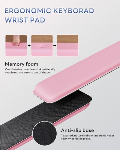 Laborio Computer Keyboard Wrist Rest, Keyboard Riser Stand for Desktop - color: Pink