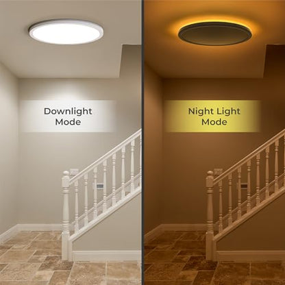 Matane 2Pack 12in LED Flush Mount Ceiling Light Fixture with Remote Control, Nightlight 2000K Warm, 3000K-6500K Adjustable, Low Profile Ceiling Lights for Bedroom, Kitchen, Living Room, White - color: White, size: 2Pack 12 Inch