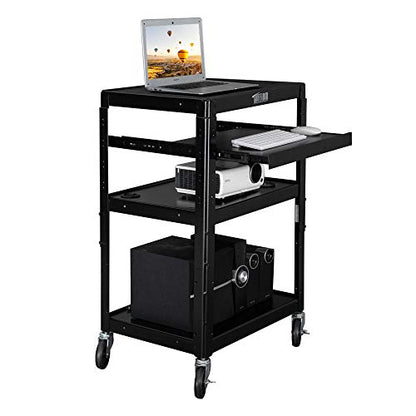 TUFFIOM AV Presentation Cart for Video Projector Laptop Computer, Mobile Workstation Utility Media Cart for School Classroom Office, Rolling Storage Stand with Keyboard Shelf - style: AV Cart