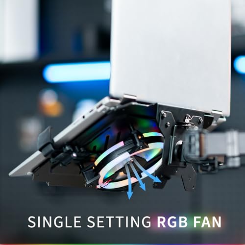 VIVO Universal Adjustable 12 to 15.6 inch Laptop Notebook Tray with RGB Fan, Fits VESA Compatible Monitor Arms, Black, STAND-LAP5F