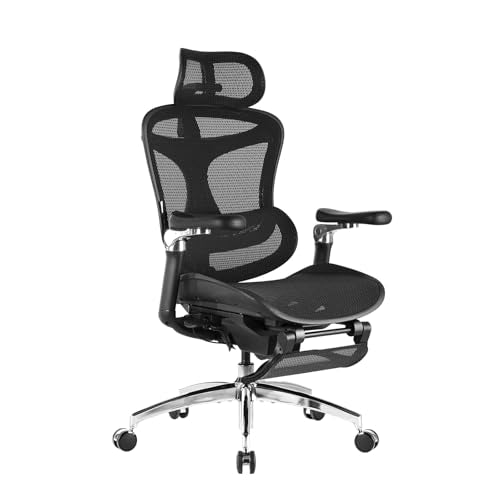SIHOO Doro C300 Pro Ergonomic Office Chair with Footrest, Soft 6D Armrests | Dynamic Lumbar Support, Seat Depth Adjustment, Adjustable Backrest, Big & Tall Desk Chair for Home Office, Black - color: Jet Black, size: Pack of 1