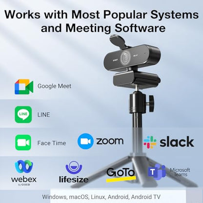 EMEET NOVA 4K Webcam with Tripod, PDAF Autofocus, Adjustable Heights - style: 4K Tripod 360° Swivel