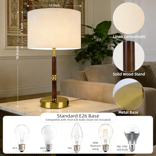 Table Lamp for Bedroom with USB & AC Outlet, Bulb Not Included - style: Retro