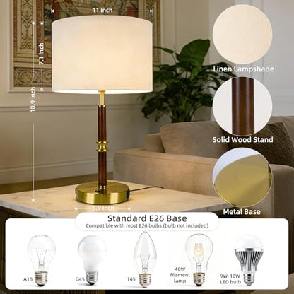 Table Lamp for Bedroom with USB & AC Outlet, Bulb Not Included - style: Retro