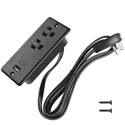 HHSOET Furniture Recessed Power Strip, 20W USB C Ports, Black, 10FT - size: 10ft-USB-C