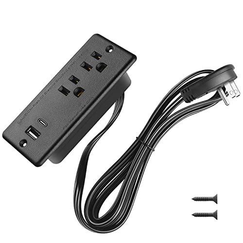 HHSOET Furniture Recessed Power Strip, 20W USB C Ports, Black, 10FT - size: 10ft-USB-C