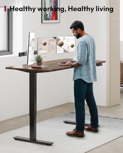 SANODESK Dual Motor 71''x 32'' Large Height Adjustable Standing Desk | Sit Stand Desk with Splice Board for Home Office, Ergonomic Computer Workstation, Study & Gaming,Black Frame/Black Walnut Top - color: Black Frame/Black Walnut Top, size: 71x32