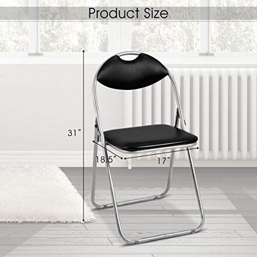 GIANTEX 6-Pack Folding Chairs Set - Waiting Room Chairs with Padded Seats and Carrying Handle for Desks Home Office Steel Guest Reception Party Poker Stackable Conference Chairs Pack of 6