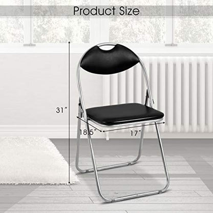GIANTEX 6-Pack Folding Chairs Set - Waiting Room Chairs with Padded Seats and Carrying Handle for Desks Home Office Steel Guest Reception Party Poker Stackable Conference Chairs Pack of 6